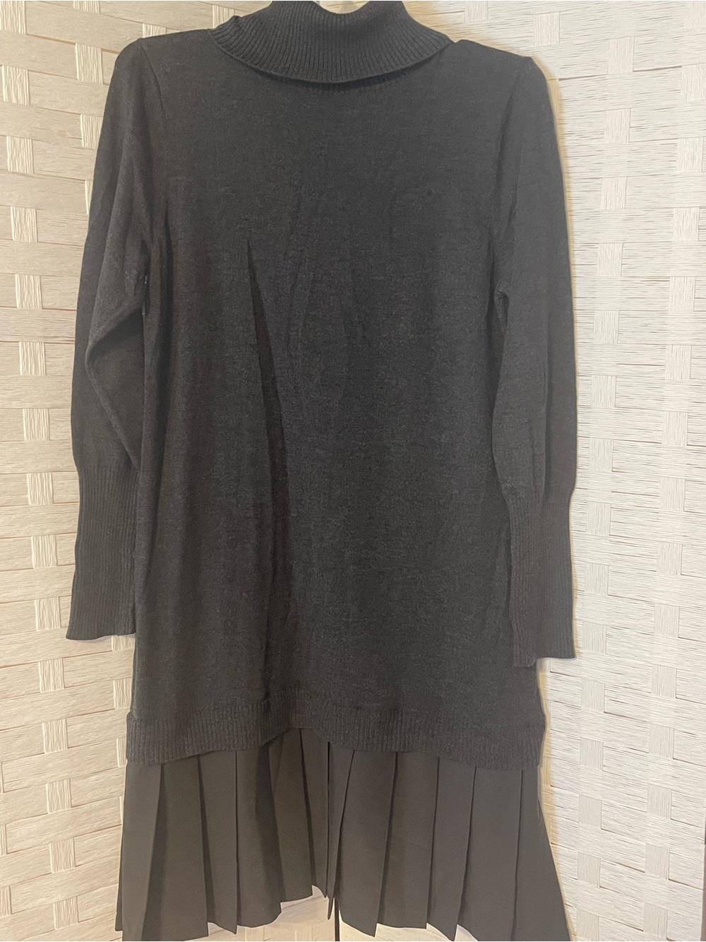 Soft Surroundings Chloe Dress Turtleneck Pleated Sweater Gray Dress Med Classic